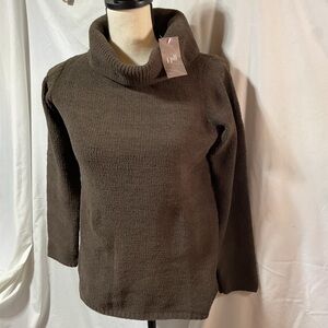 NWT J. Jill XSP fashion cafe brown sweater with a large funnel or cowl neck Soft